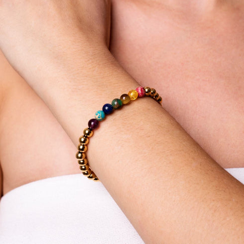 Chakra | 18 Karat Gold | Edelstein-Ausdrucksarmband